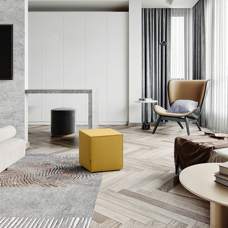 

Nordic Design Fabric Stool Sofa Cube Small Modern Wood Stool Kitchen Minimalist Living Room Taburetes Modernos Home Furniture