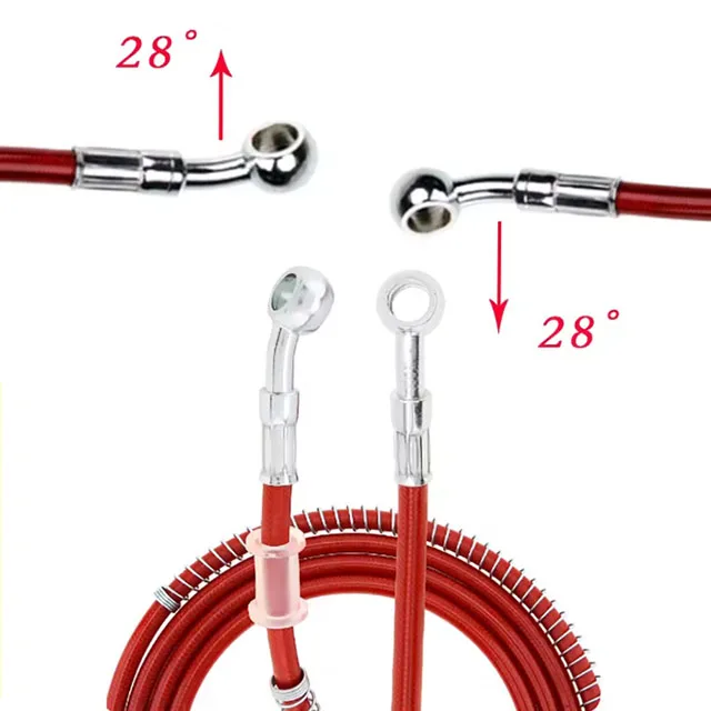 

28 ° Мотоциклетная тормозная масляная трубка 300 мм ~ 1500 мм, тормозная трубка для скутера, тормозная стальная горловина, соединение масляной трубы высокого давления 10 мм