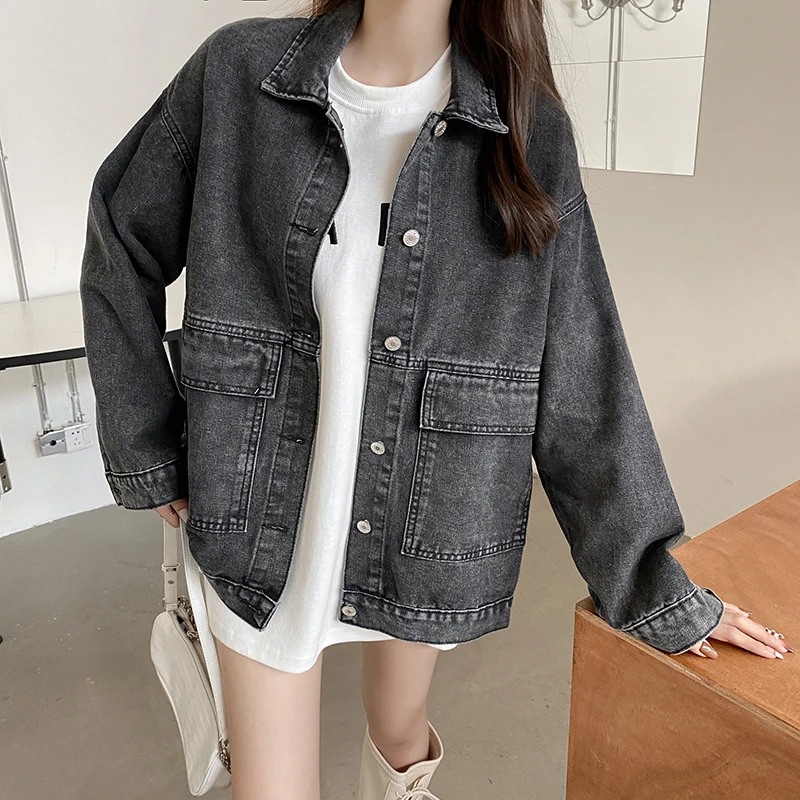 

Spring Coat Jacket Korean Set Large Size Denim Jacket Women's Spring New Korean Version Loose All-match Long-sleeved Top