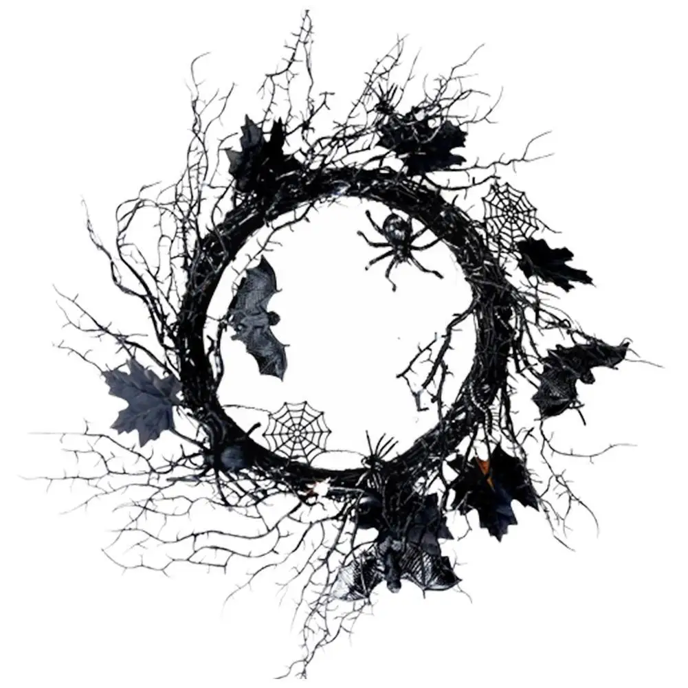 

Halloween Simulation Wreath Spider Bat Halloween Horror Wreath Decoration Decoration Door Wall T6G4
