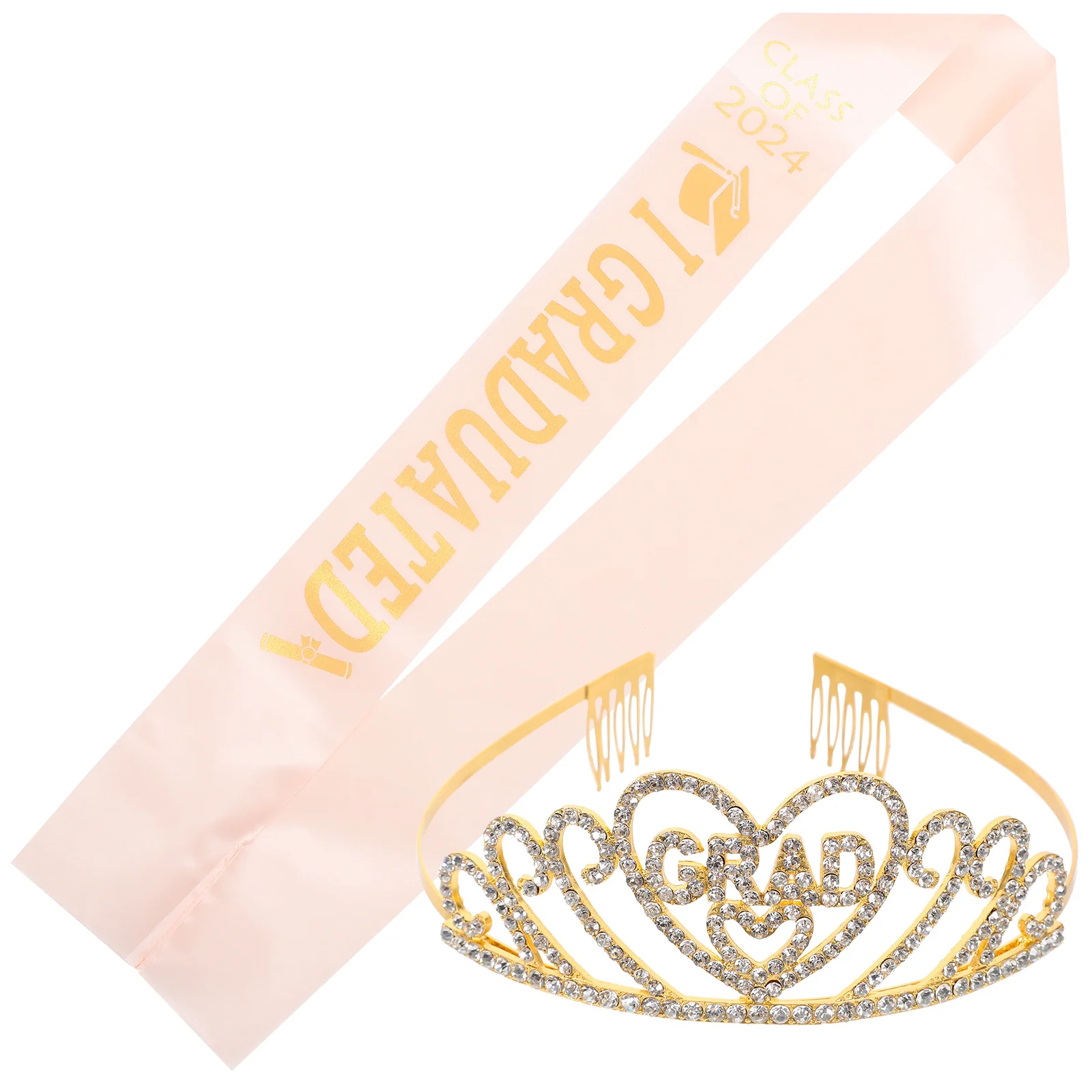 

Graduation Shoulder Straps Hair Trinkets Sash for Student Rose Gold Accessory Sashes Party Accessories Alloy Tiara Kit