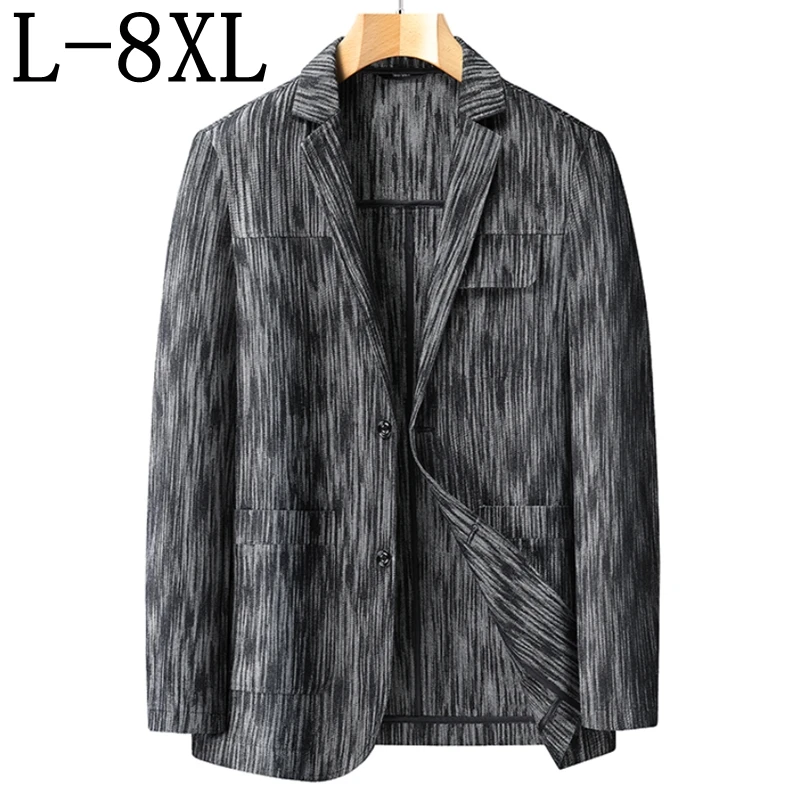Фото 8XL 7XL 6XL 2025 Новые модные оксфордские пиджаки с принтом для мужчин, элитные роскошные пиджаки, повседневный свободный пиджак, мужская брендовая одежда №1