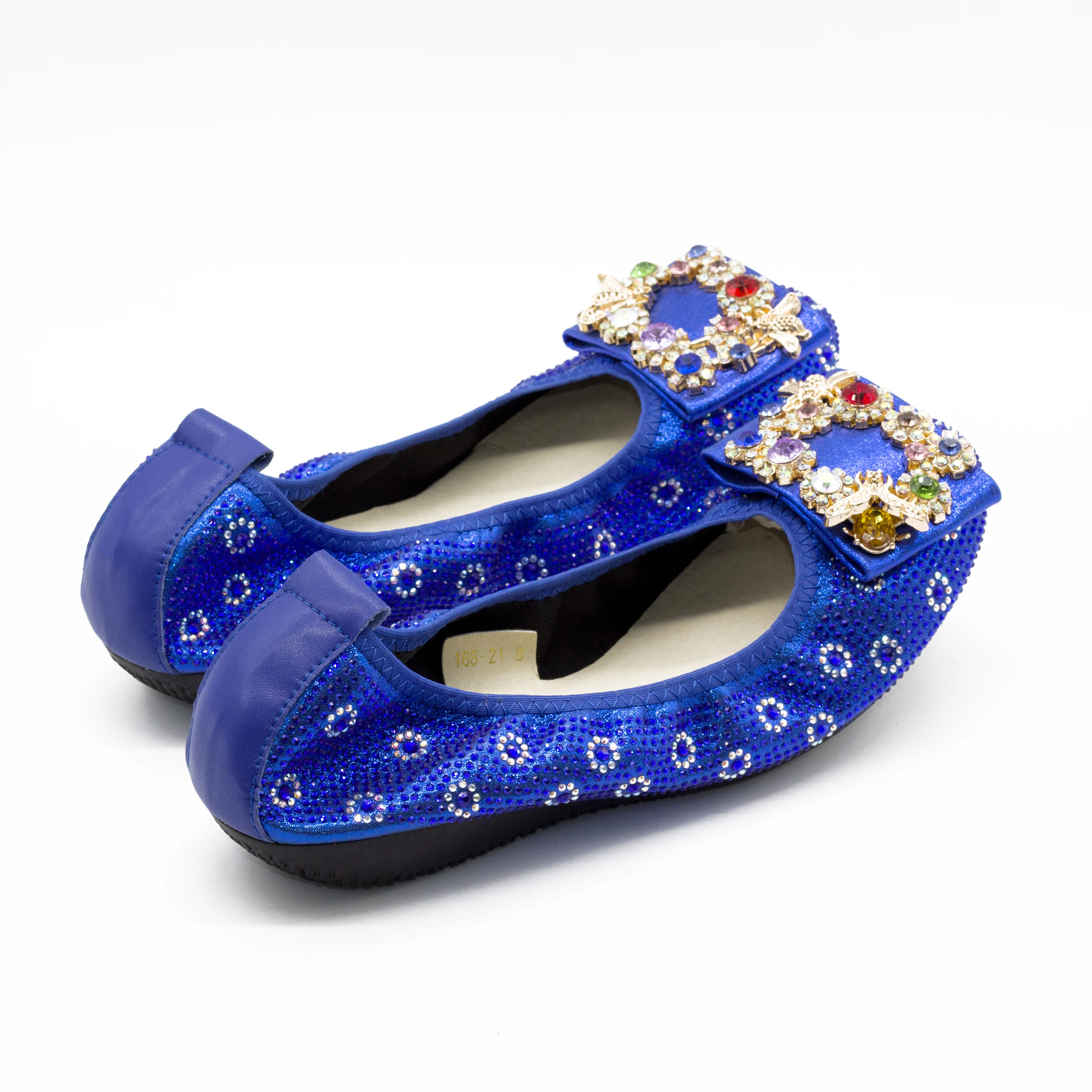 168-21 Royal Blue Plus Size 43 44 45 Women Flats Flexible Ballet Shoes 2022 New Designer Wedding Flats Nurse Flat Shoes Women