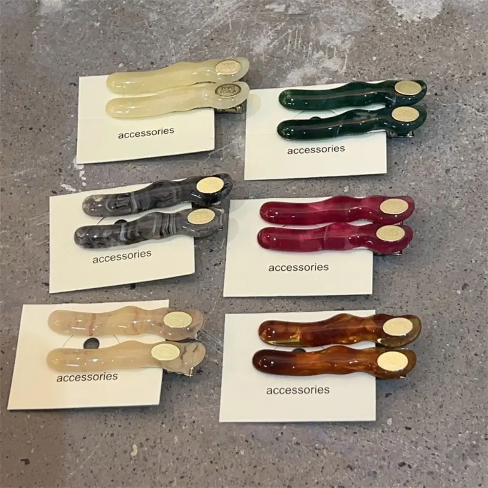 

4pcs Women Amber Hair Fringe Duckbill Clip Hairpin Irregular Colored Side Hair Clip Small Retro