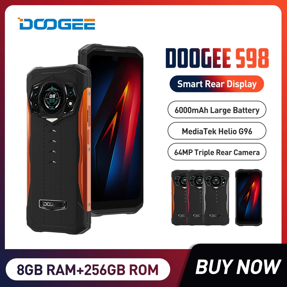DOOGEE S98 смартфон с 5,5-дюймовым дисплеем, восьмиядерным процессором Android 12,0 G96, ОЗУ 8 Гб, ПЗУ 256 ГБ, 6000 мАч