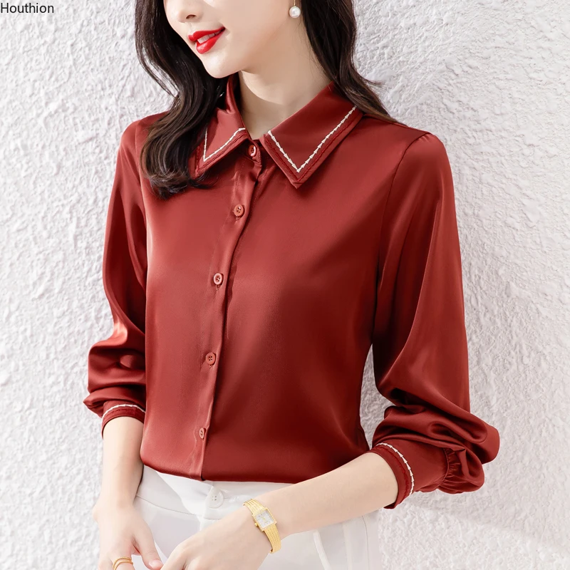 

Рубашка женская с длинным рукавом, блузка из поплина с принтом, Повседневная модная свободная одежда, лето-осень