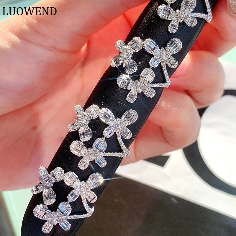 

LUOWEND 18K White Gold Rings Real Natural Diamonds 0.80carat Romantic Butterfly Shape Engagement Jewelry for Women Wedding