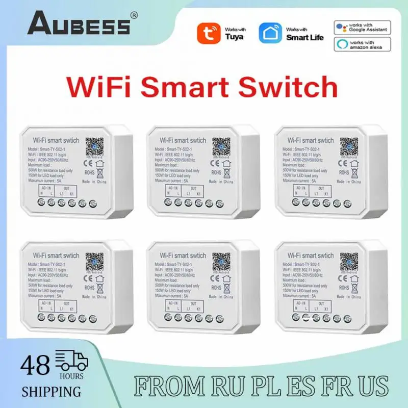 

Tuya Remote Control WiFi Mini Smart DIY Light Switch Module 1/2 Gang Smart Life Tuya Work With Alexa Google Home