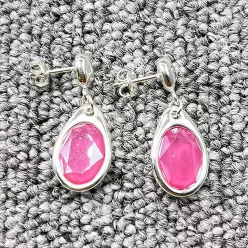 

High quality Spanish original fashion electroplating 925 silver nail oval crystal earrings festival jewelry gifts