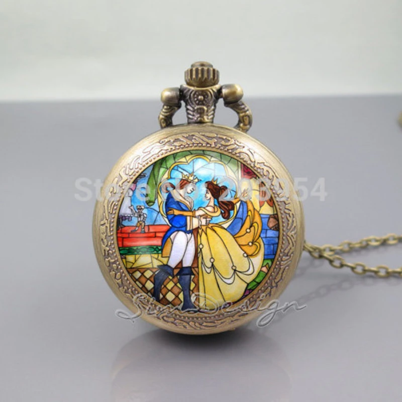Prince Pocket Watch Quartz Locket Necklace 12pcs/lot Flowers Rose Vintage Pendants Pocket Watches Locket Necklaces
