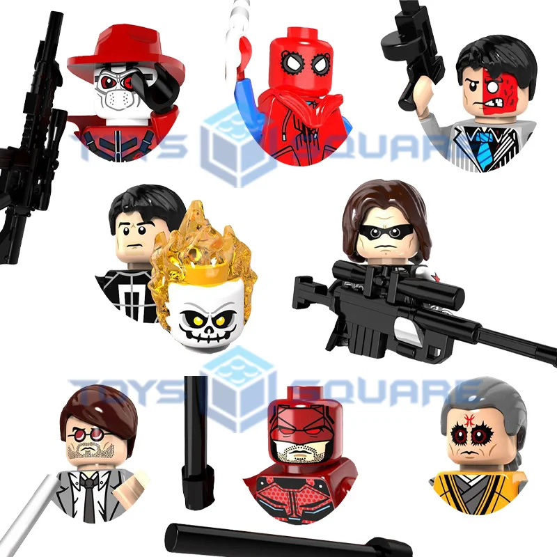 The Kaecilius Spider Winter Soldier Man Ghost Rider Daredevil Two Face Deadshot Model Building Blocks MOC Bricks Set Gifts Toys