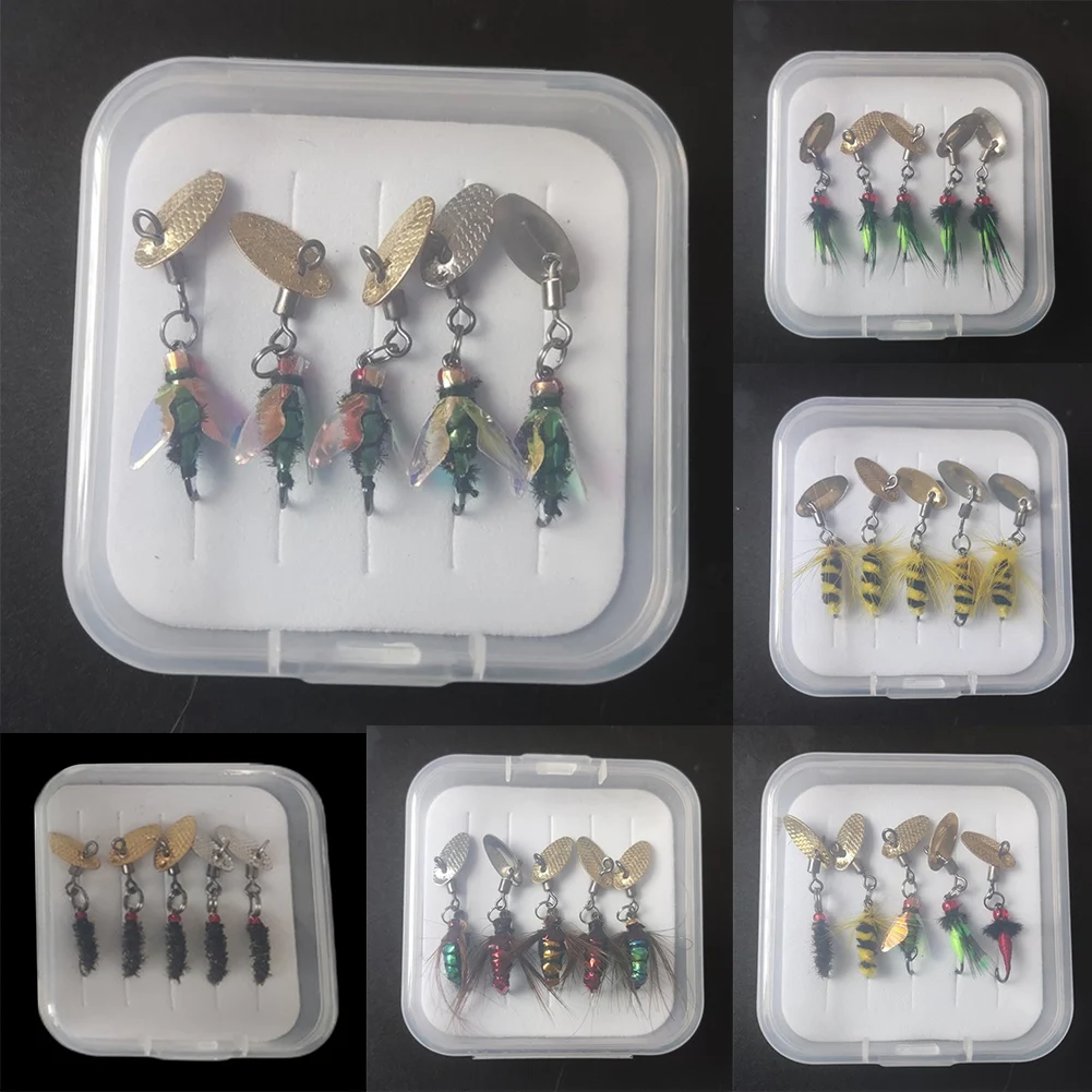 

5x Летающий крючок, мухи, искусственная приманка, блестящий крючок для форели, топмута, кукултер, бас, Серебряный карп