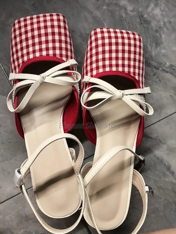 Туфли Мэри Джейн с бантом и квадратным носком винтажные сандалии на толстом