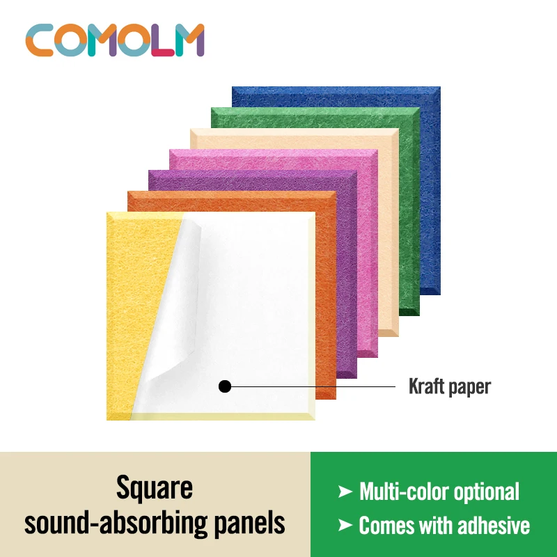 Sound Proof Wall Panels Pared 3Pcs Square Self-adhesive Acoustic Panel Home Decorative For Living Room Bedroom Nursery Studio