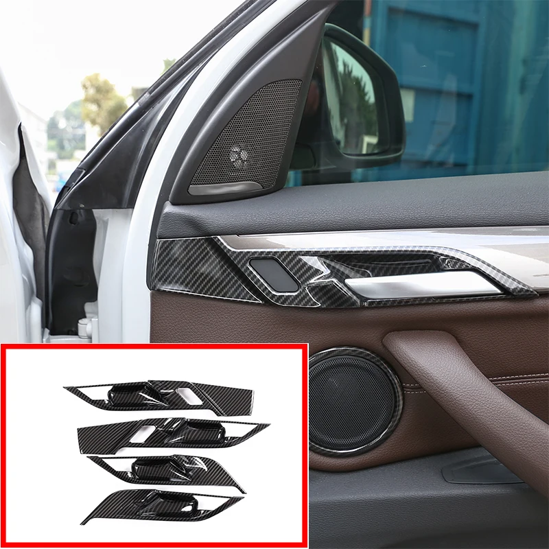 

4 шт. для BMW X1 F48 2016-2019 углеродное волокно для BMW X2 F47 2018 ABS Хромированная Крышка для внутренней двери чаши отделка автомобильный аксессуар