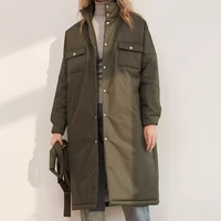 malina spring single breasted parkas women fashion stand collar coat women solid tie belt simple cotton jackets female ladies