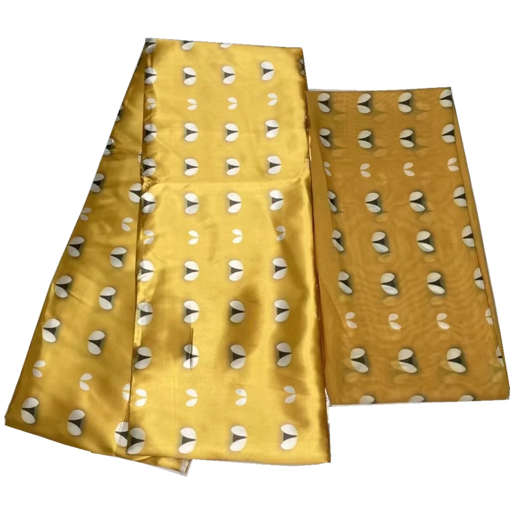 

Newest Africa Fabric 4 Yards Satin And 2 Yards Chiffon Set African Satin Fabrics For Women Dress