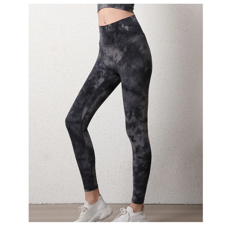 Yoga Leggings Women High Quality Tie Dye Sports Fitness High Waist Stretch Hip Lift Seamless Nude Feel Running Gym Pants