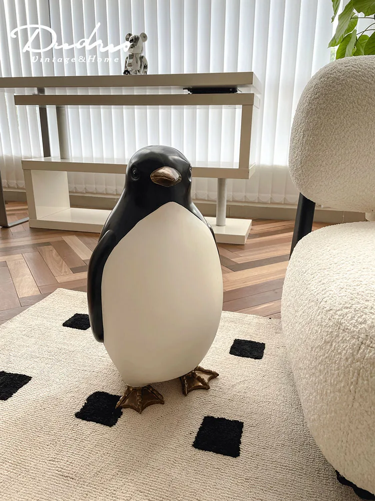 

Nordic Home Decor Cartoon Penguin Large Floor Statues Decoration Nordic Lovely Living Room Bedroom Sculptures Gift Ornaments