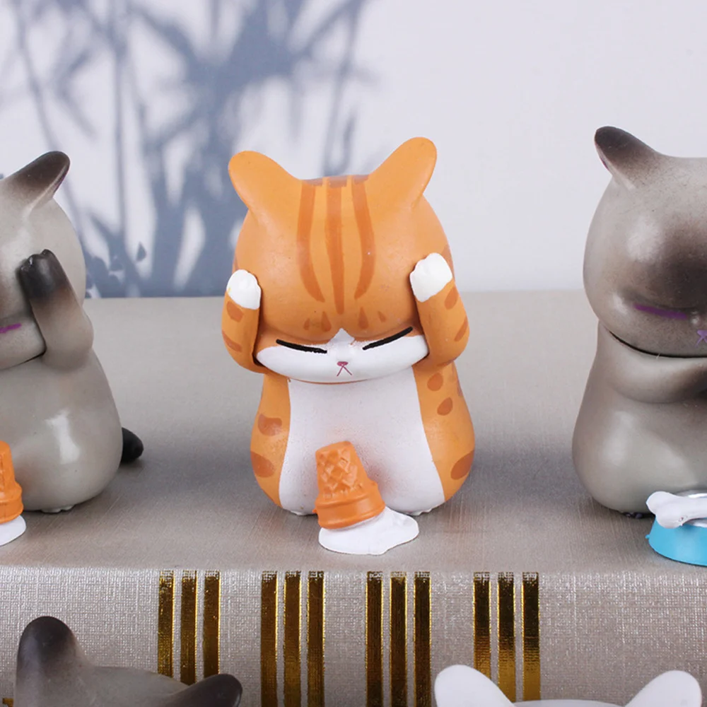 

9pcs Lovely Kitten Style Box Cat Shape Figure Doll Ornament