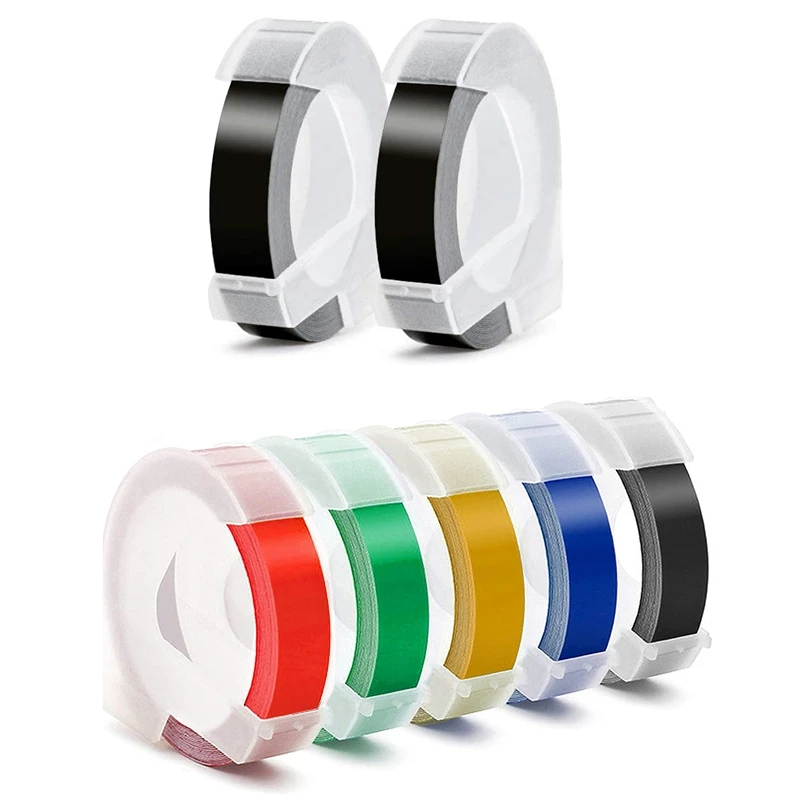 

7Roll 9Mm 3D Embossing PVC Label Tapes Compatible Dymo 1610 1880 12965 Manual Label Printers For Motex E101 Label Makers