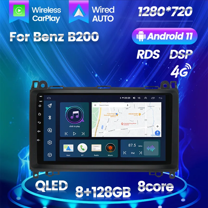 Автомобильный радиоприемник 8 ГБ + 128 для Mercedes Benz B200 Sprinter W906 W639 AB класс W169 W245 Viano Vito