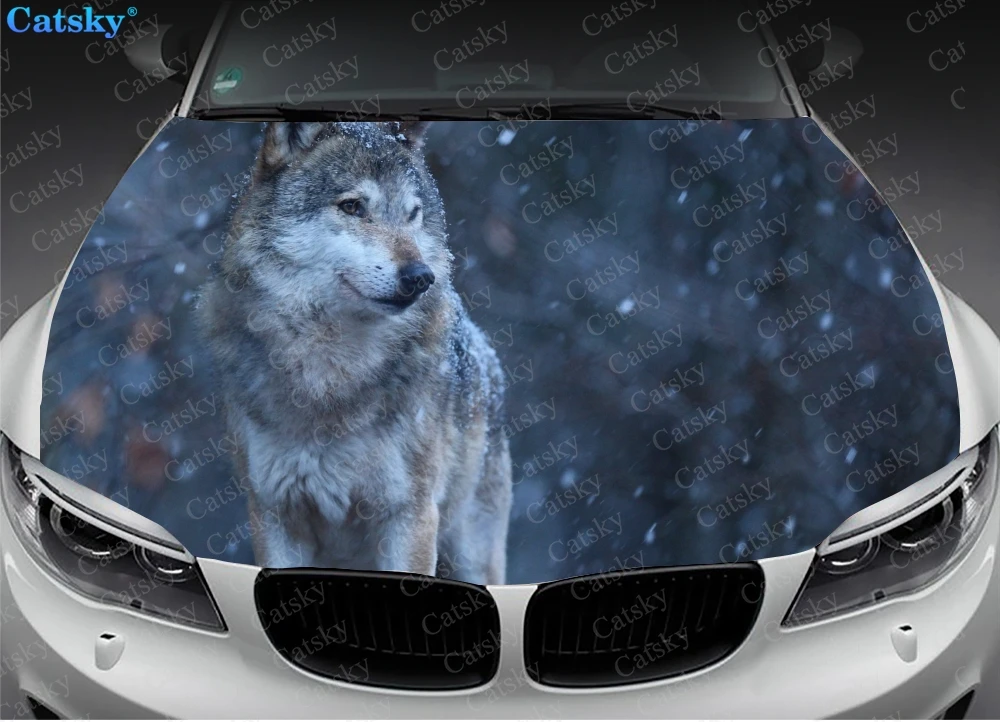 

Wolf animal wolf king Car hood wrap lion decal, bonnet vinyl sticker, full color graphic decal, CUSTOM made to Fit Any Car