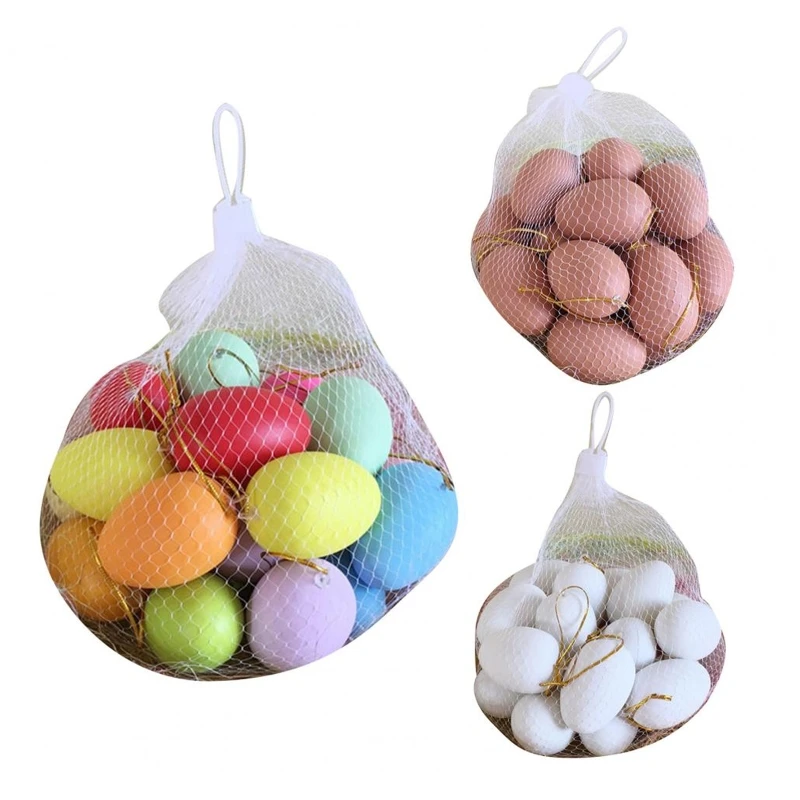 

Q9QB 20Pcs Plastic Easter Eggs Craft Kit w/ Hanging Lanyard Door Wall Handmade Decor