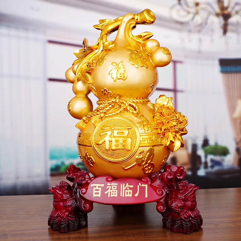 

Chinese Gourd Sculpture Resin Ornaments Living Room Office Desktop Lucky Money Decorations Housewarming Gifts Home Crafts