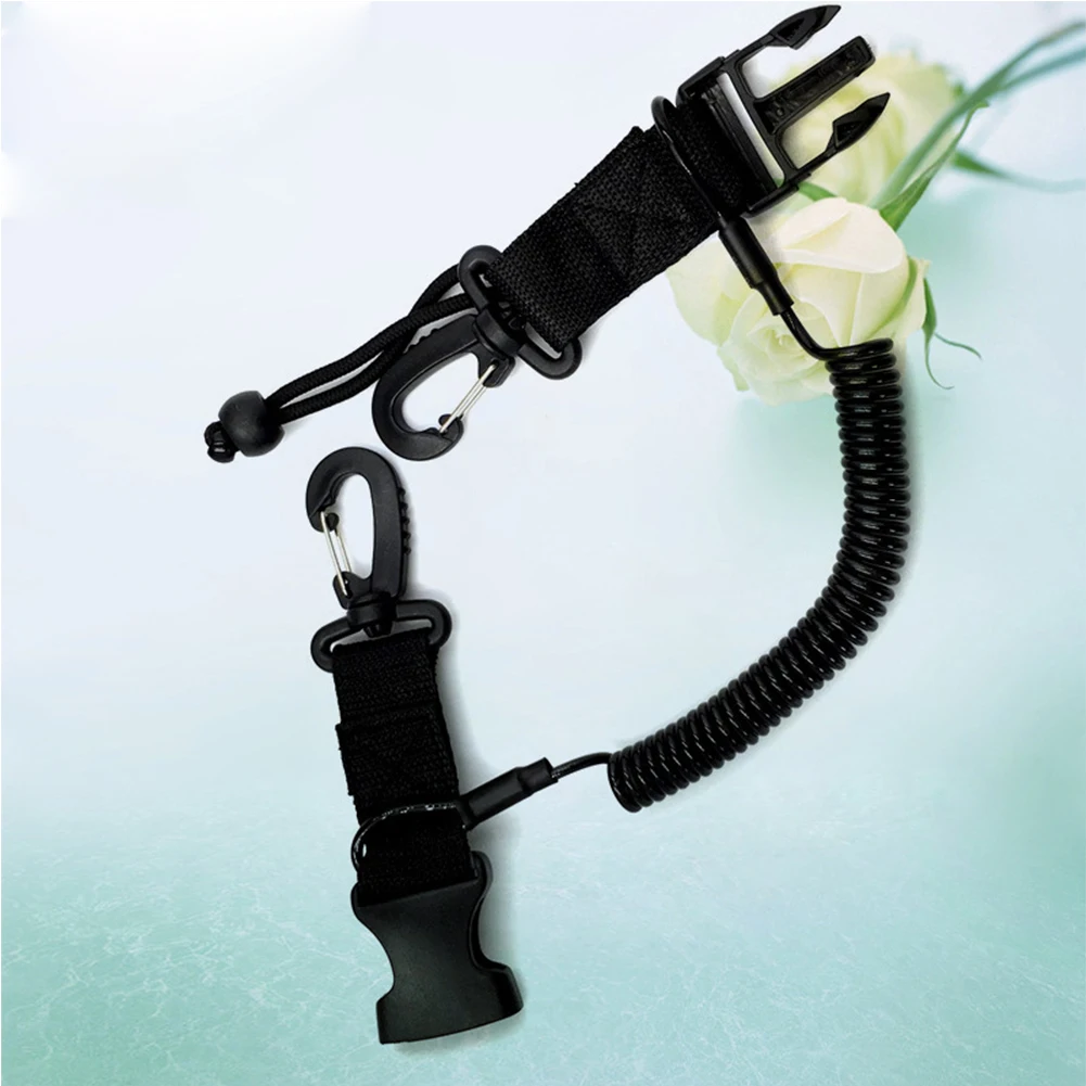 

Diving Camera Spring Coil Lanyard with Clips & Quick Release Buckle