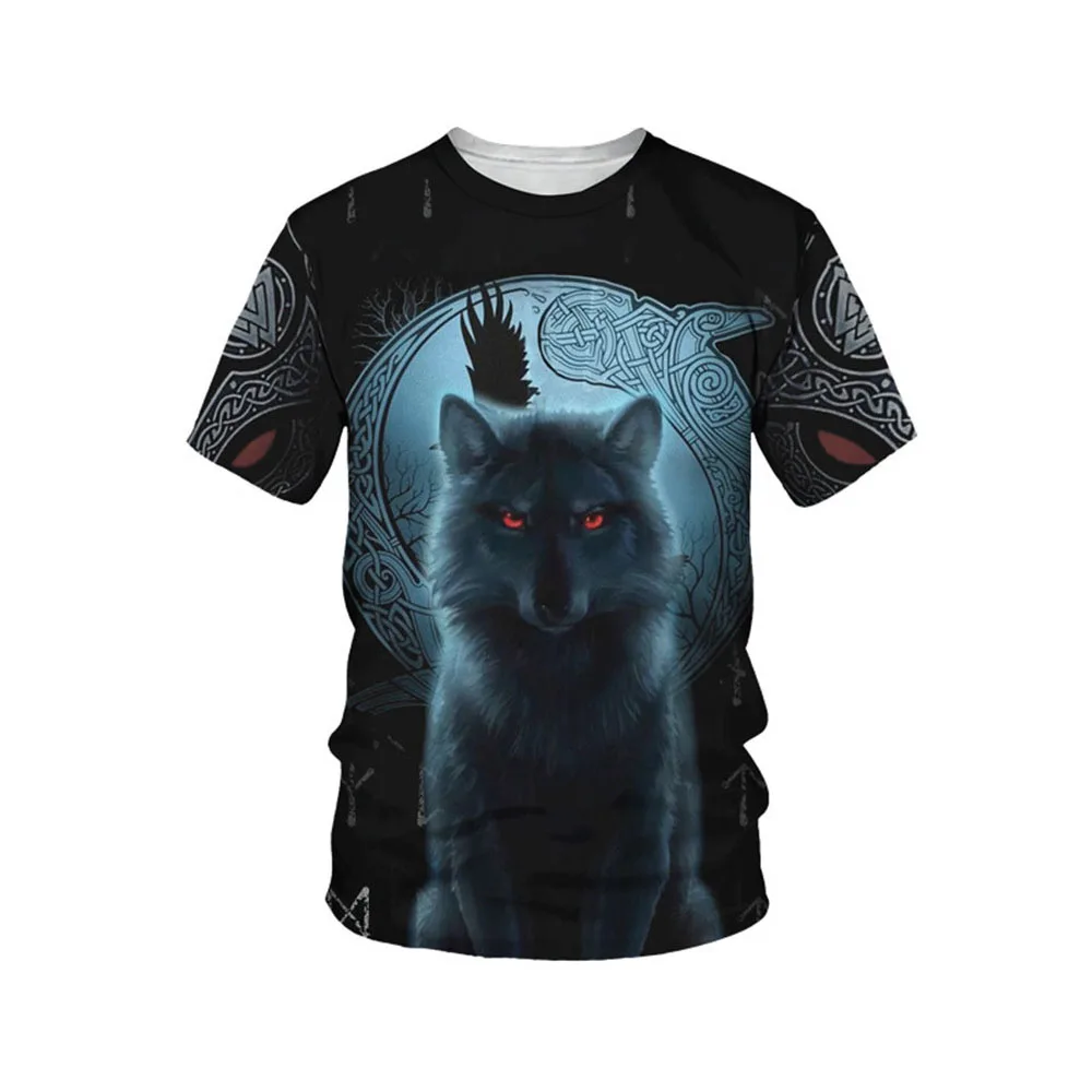 

Мужская футболка с коротким рукавом и ярким волком, модель 2023 года