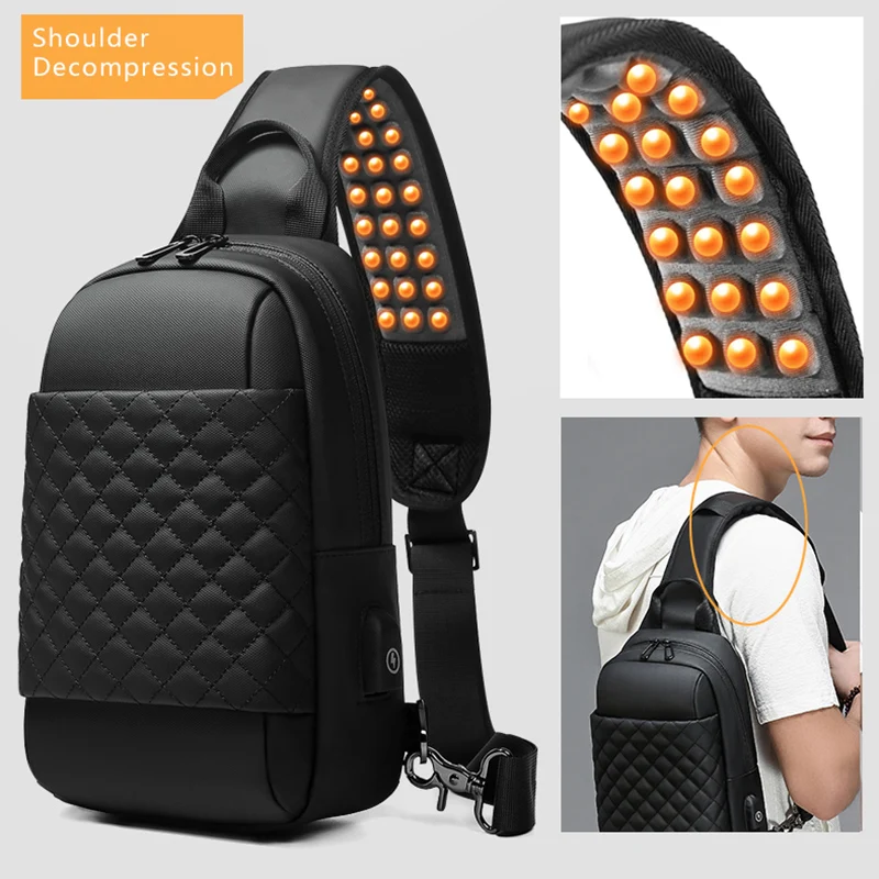 XIEN Chest Pack Messenger Bag for Men Black Crossbody Shoulder Bags 7.9