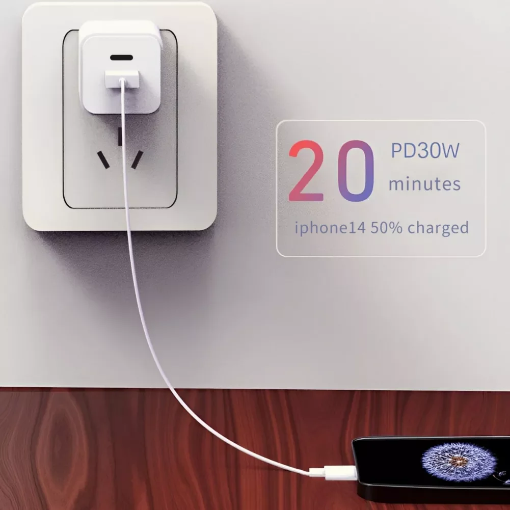 

33W GaN USB Type C Charger USBA+C QC3.0 Portable Travel Fast PD Charger for iPad Pro/Air/Mini 14 13 Dual Port Charger