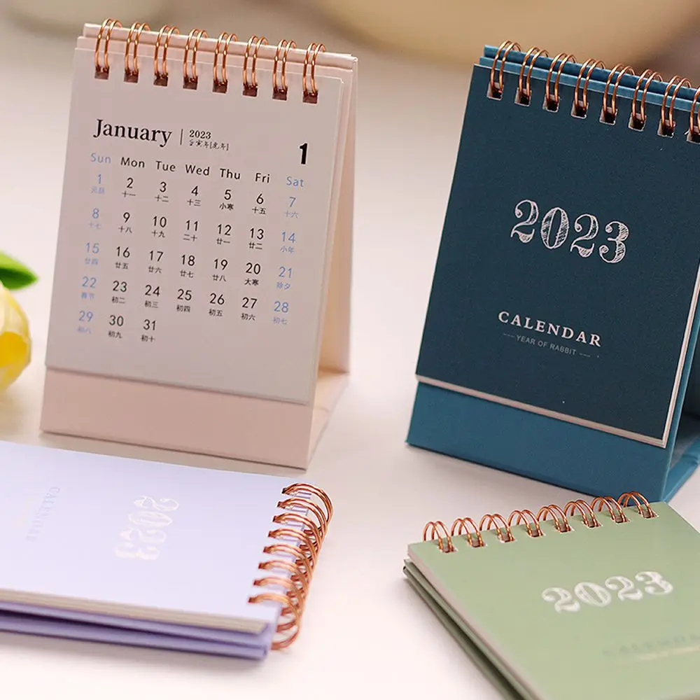 

Оригинальный 2023 планировщик, каждый год, спиральный стиль INS, стильный стол, ежедневный график, мини-ежедневник, простой календарь, настольн...