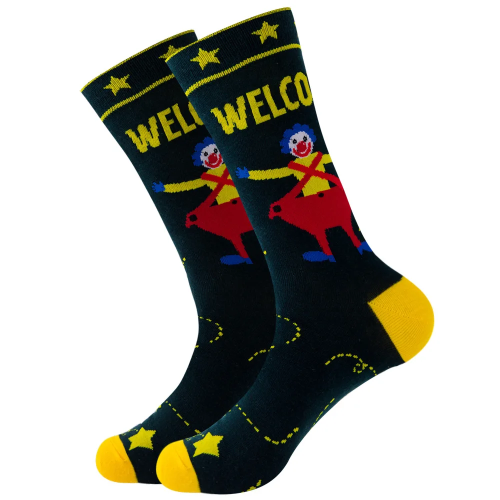 20 Pairs Cartoon Fashion Men All Saints' Day Socks Cotton Sweat Absorbent Middle Tube Boy Hallowmas Socks Autumn Winter