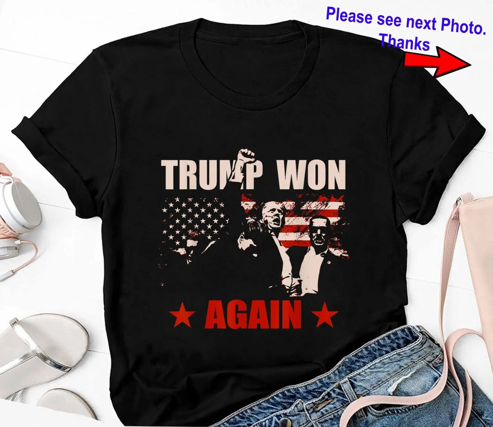 Рубашка с американским флагом президента Трампа Won Again 47 Inaгурация 2025 г.