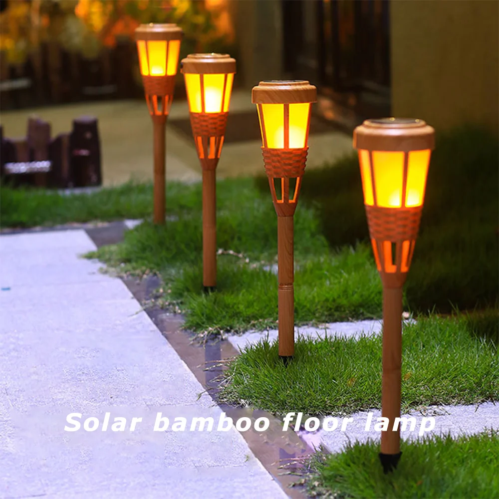 Бамбуковый светодиодный светильник ручной работы на солнечной батарее