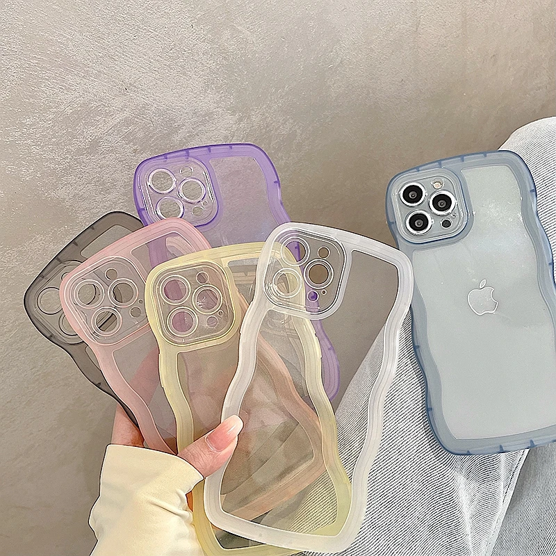 

Soft Transparent Wavy lines Phone Case For iPhone 13 12 11 Pro Max X XR XS Max 7 8 Plus SE 2020 Bumper Cases Cover