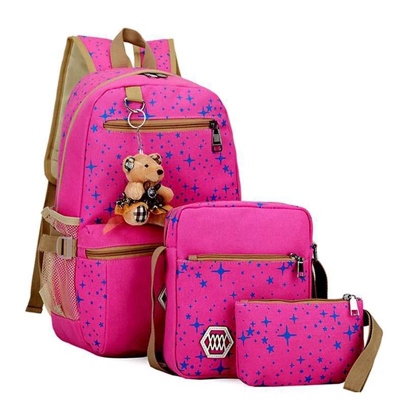 Women Canvas 3Pcs/set School Backpacks College Schoolbag Fashion Plecak for Teenager Girl And Boys Rucksack Moclila Shoulder Bag