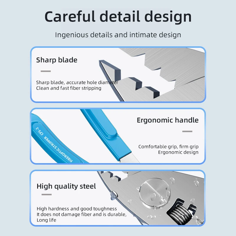 Burboro Fiber Optic Tool Kit ML 03/02 Three/Two-port Stainless Steel Fiber Stripper Leather Wire Stripper FTTH Fiber Stripper