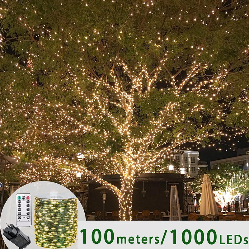 

200M Christmas decoration Fairy Lights Outdoor Garden Garland mini LED String 8 Modes Waterproof Lamp For Halloween Wedding home
