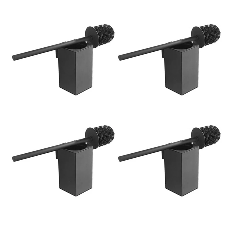 

4X Stainless Steel Toilet Brush Black Bathroom Cleaning Brush Holder With Toilet Brush Wall Mount