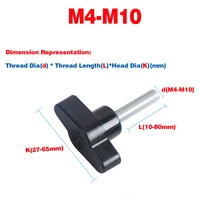 m4 m5 m6 m8 m10 t head hand clamping nuts knob plastic thumb screw black