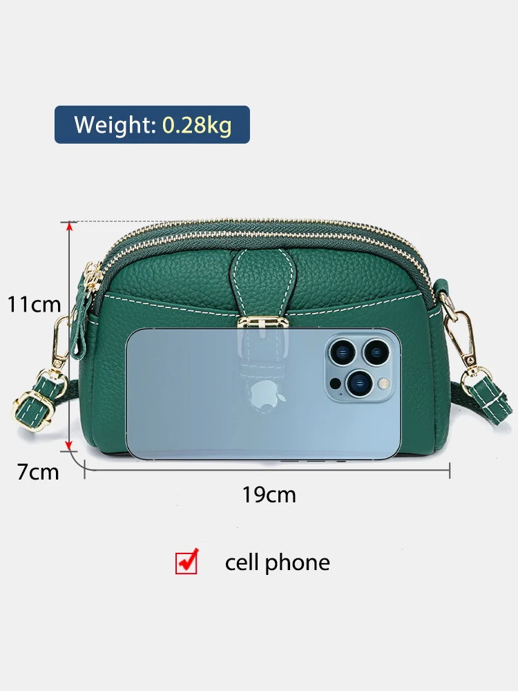 Zency Women Casual Wristlets Bags Female Purse 100% Genuine Leather High Quality Small Bag Large Capacity Crossbody Phone Bag