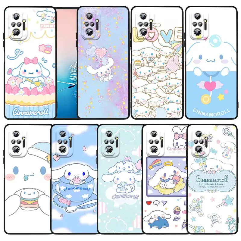

Sanrio Cinnamoroll Anime Phone Case For Xiaomi Redmi Note 12 11E 11S 11 11T 10 10S 9 9T 9S 8 7 Turbo Pro Plus 5G Black Cover