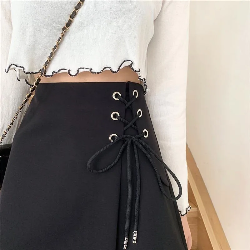 Summer Harajuku Mini Skirts Women Elastic Girls Gothic Shorts Skirts Harajuku Punk Asymmetrical Black High Waist Skirts