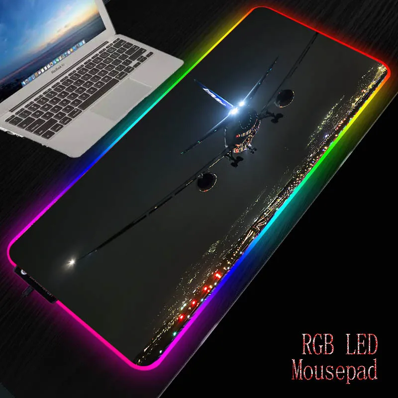 

MRGBEST Aircraft Computer Mouse Pad RGB LED Light Gaming MousePad Large Mousepad Gamer XXL Mause Carpet PC Desk Mat Keyboard Pad