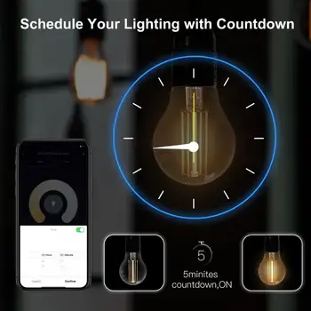 Aubess WiFi Smart Filament Bulb AC 90-250V E27 Dimmable LED Lamp 2700K-6500K 806LM Lighting Voice Control Via Alexa Google Home 6