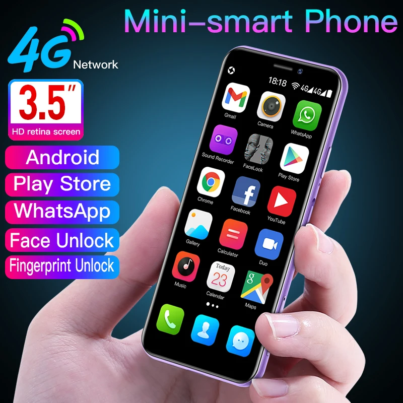 SOYES Mini Cell Phone 3.5 Inch Android 3GB RAM 32GB 64GB ROM MTK6737 Quad Core Face Recognition Fingerprint Unlocked Smartphone