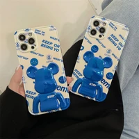 gloomies bear plating phone cases for iphone 13 12 11 pro max mini xr xs max x 78plus 2020 luxury couple fashion back cover